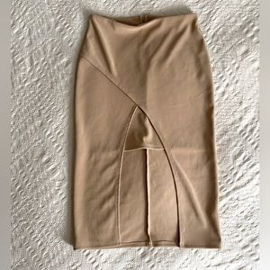 🦋2$/22 EUC Nude Asymmetrical Wrap Front Mini/Midi Skirt